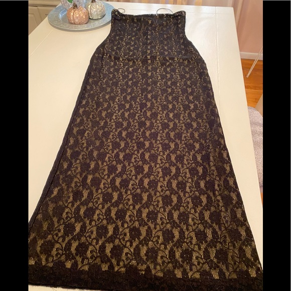 🔥🔥Rampage black lace with gold shimmer underlay tube dress Size Medium - Picture 3 of 12